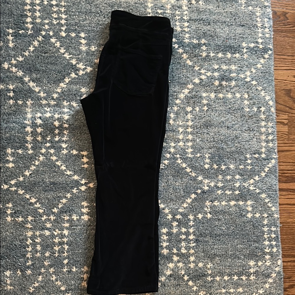Free People Kick Flare Side Zip Black Velvet Pants